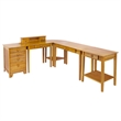 Pemberly Row 5-Piece Transitional Solid Wood Home Office Set in Honey Brown