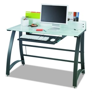Pemberly Row Modern Glass Computer Workstation