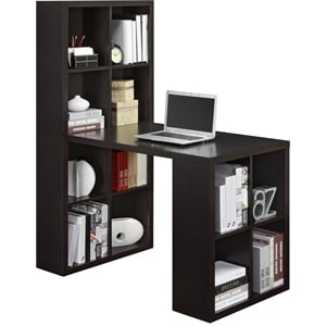 Pemberly Row Transitional Hollow Core and Wood Hobby Desk in Espresso