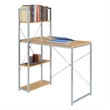 Pemberly Row Office Work Station with Shelves in Off White Light Oak