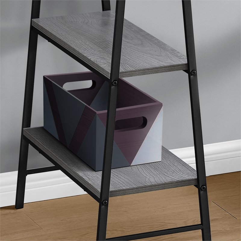 Pemberly Row Industrial 3 Tier Wood/Metal Top Computer Desk in Gray/Black