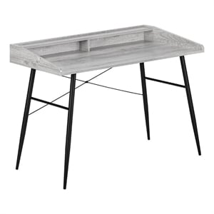 Pemberly Row 47.25&quot Contemporary Wood Computer Desk with Small Hutch in Gray