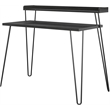 Pemberly Row Retro Computer Desk with Riser in Black Oak