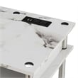 Pemberly Row Student Desk with Charging Station White Faux Marble Wood