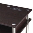 Pemberly Row Student Desk with Charging Station in Espresso Wood Finish