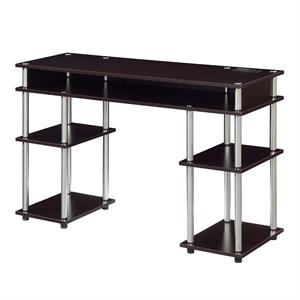 Pemberly Row Student Desk with Charging Station in Espresso Wood Finish