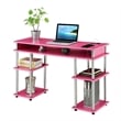 Pemberly Row Contemporary Wood Student Desk with Charging Station in Pink