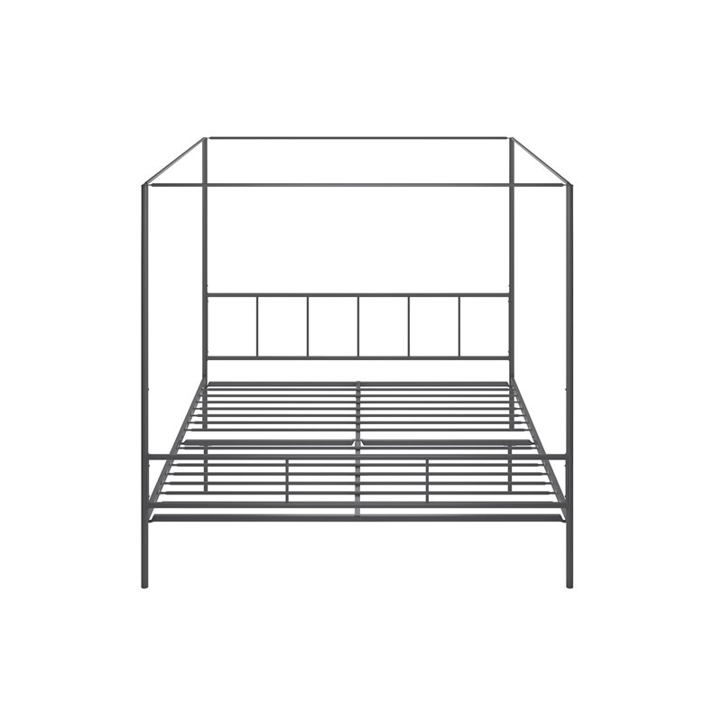 Pemberly Row Transitional Metal King Canopy Bed with Side Rails in Gray