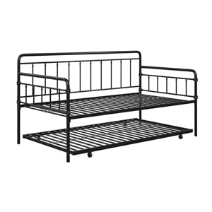 Pemberly Row Contemporary Metal Daybed/Trundle Twin in Black