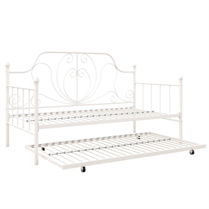 Pemberly Row Metal Daybed and Trundle in Twin over Twin in White