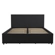 Pemberly Row Upholstered Full Bed with Storage in Dark Grey Linen