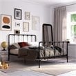 Pemberly Row Metal Bed with Under Bed Storage in Queen Frame in Black