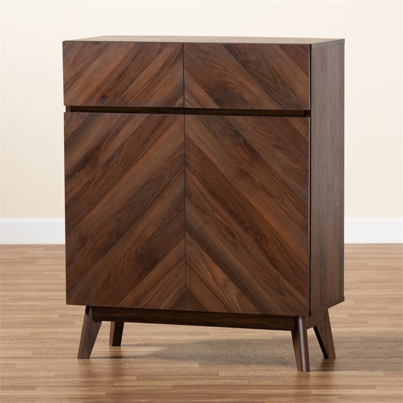 Pemberly Row Wood Shoe Cabinet in Walnut Brown