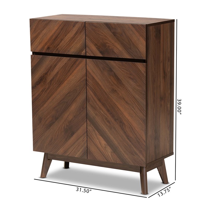 Pemberly Row Wood Shoe Cabinet in Walnut Brown