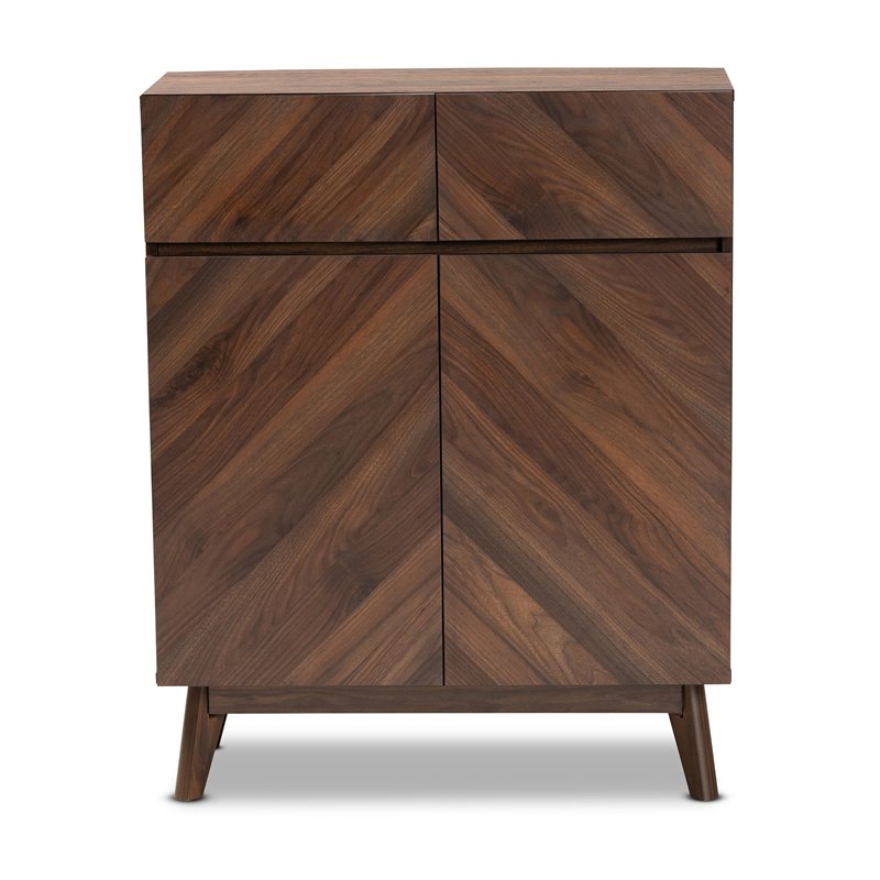 Pemberly Row Wood Shoe Cabinet in Walnut Brown