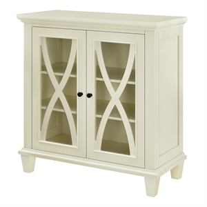 Pemberly Row Mid-Centruy Double Door Accent Cabinet in Ivory