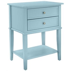 Pemberly Row Contemporary 2 Drawer End Table in Blue
