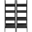 Pemberly Row Mid-Centruy 4 Shelf Ladder Bookcase Bundle in White