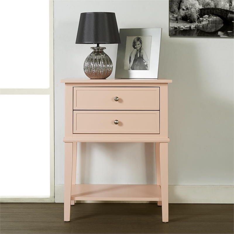 Pemberly Row Mid-Centruy Accent Table with 2 Drawers in Purple