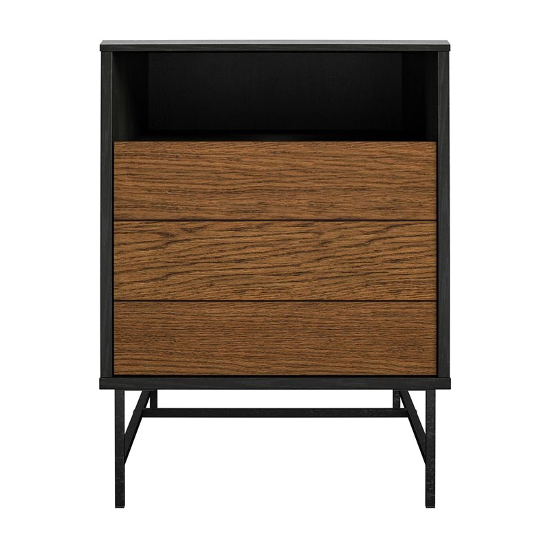 Pemberly Row Contemporary Engineered Wood End Table in Black Oak