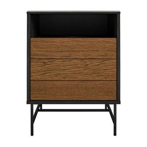 Pemberly Row Contemporary Engineered Wood End Table in Black Oak