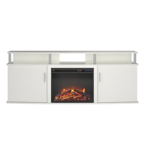 Pemberly Row Electric Fireplace TV Console for TVs up to 70&quot in White
