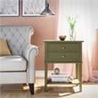 Pemberly Row Modern Accent Table with 2 Drawers in Olive Green