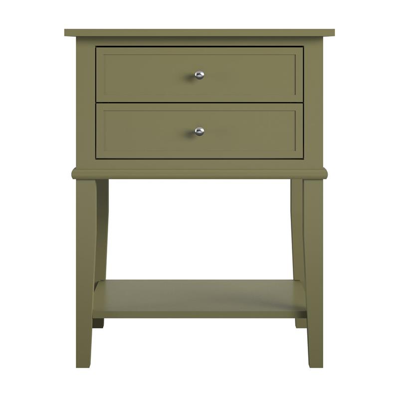 Pemberly Row Modern Accent Table with 2 Drawers in Olive Green