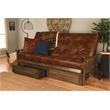 Pemberly Row Queen Storage Futon with Brown Faux Leather Mattress