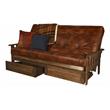 Pemberly Row Queen Storage Futon with Brown Faux Leather Mattress
