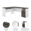 Pemberly Row Modern Wood L Shaped Computer Desk in Walnut Gray/White