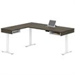 Pemberly Row L Shaped Adjustable Standing Desk in Walnut Gray and White