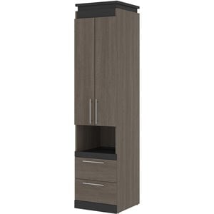 Pemberly Row 20&quot Storage Cabinet with Pull-Out Shelf in Bark Gray and Graphite