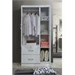 Pemberly Row 3 Door Armoire with 2 Drawers 3 Shelves in White Wood