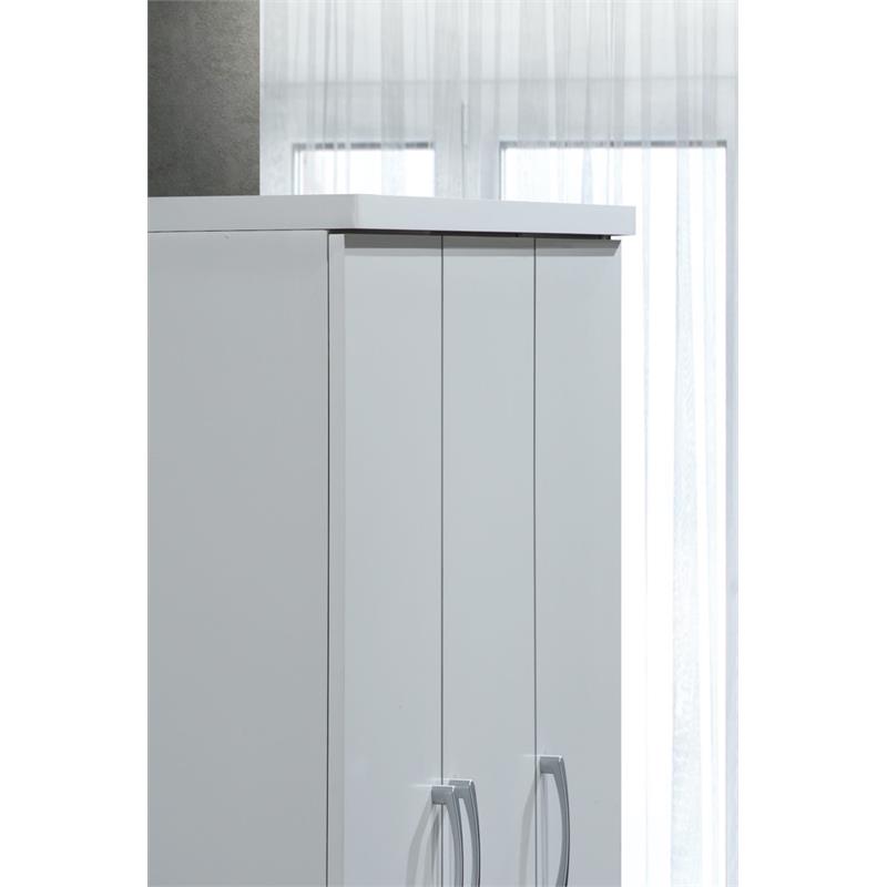 Pemberly Row 3 Door Armoire with 2 Drawers 3 Shelves in White Wood
