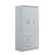 Pemberly Row 3 Door Armoire with 2 Drawers 3 Shelves in White Wood