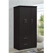 Pemberly Row 3 Door Armoire with 2 Drawers 3 Shelves in Chocolate Wood