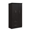 Pemberly Row 3 Door Armoire with 2 Drawers 3 Shelves in Chocolate Wood