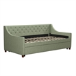 Pemberly Row Mid-Century Fabric Daybed and Trundle in Light Green/Brown