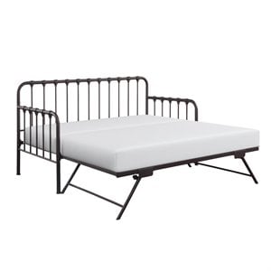 Pemberly Row Contemporary Metal Daybed with Trundle in Bronze