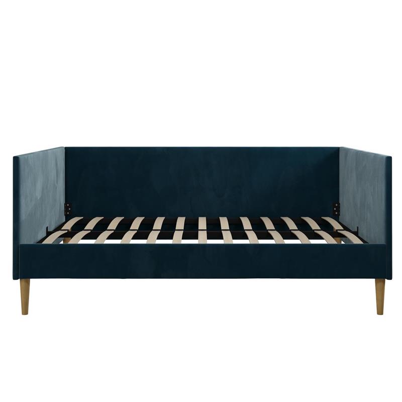 Pemberly Row Mid-Century Velvet Upholstered Daybed Full Size in Blue