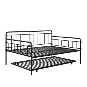 Pemberly Row Contemporary Metal Daybed and Trundle Full Size in Black