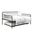 Pemberly Row Contemporary Metal Daybed and Trundle Full Size in Black