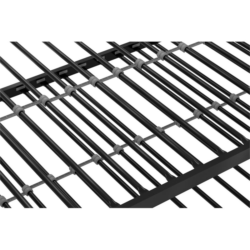 Pemberly Row Metal Twin Daybed with Roll Out Trundle in Black