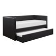 Pemberley Row Faux Leather Black Daybed Rectangular Pull-Out Trundle 82