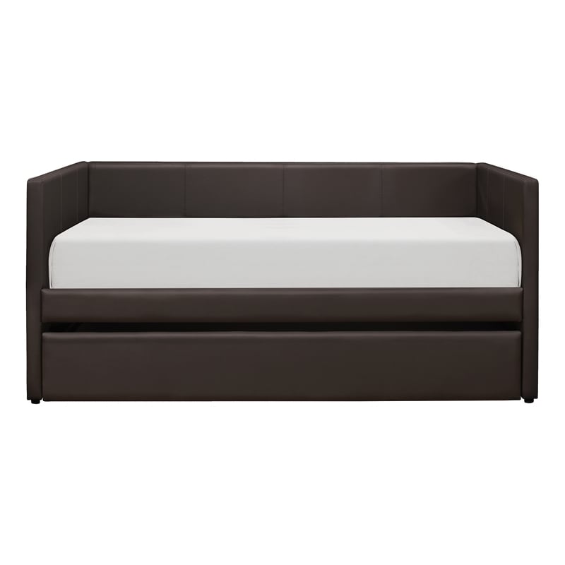 Pemberley Row Faux Leather Brown Daybed Rectangular Pull-Out 82