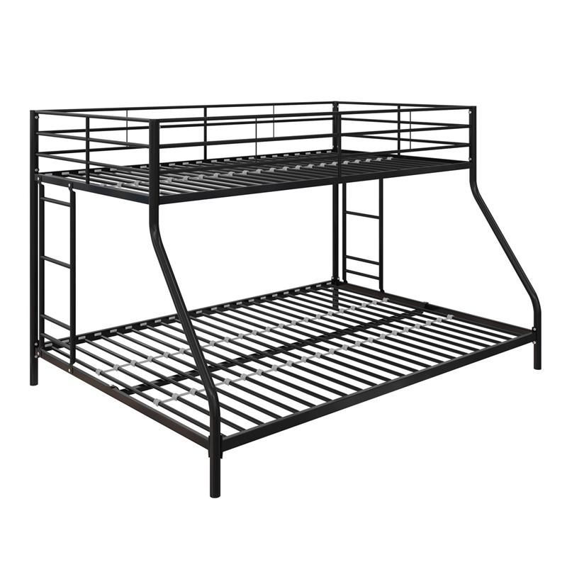 Pemberly Row Small Space Twin-Full Bunk Bed in Black