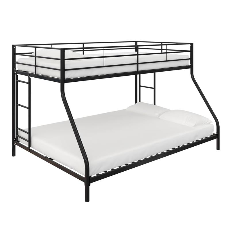 Pemberly Row Small Space Twin-Full Bunk Bed in Black