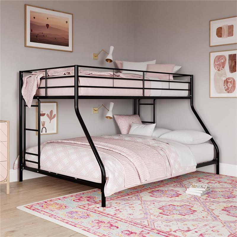 Pemberly Row Small Space Twin-Full Bunk Bed in Black