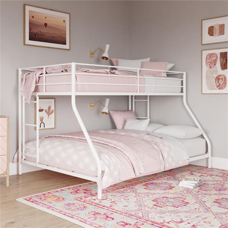 Pemberly Row Small Space Twin-Full Bunk Bed in White